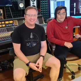 Chris Sembroski (Astronaut) with Derek Fordyce at Mirror Sound for Remote Recording Services